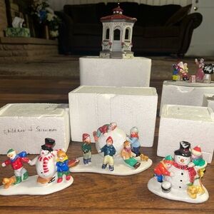 Lemax~ 6: Photographer/Santa Claus/Snowmen~Ceramic Pieces W/ Box (Please Read)